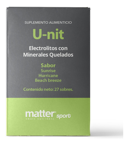 Electrolitos En Polvo Con Minerales Sin Azucar U-nit Matter Sabor 3 Sabores