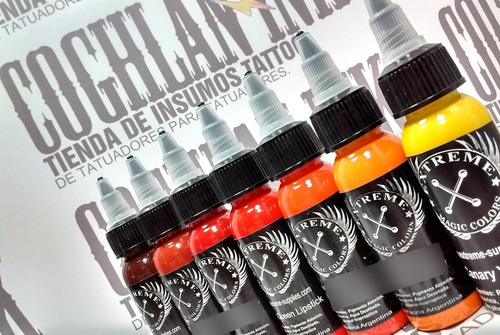 Imagen 5 de 10 de Set Tattoo Extreme 5 Tintas X 1oz = 5 Oz Tatuajes Tatuar