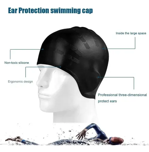 Gorro De Natación Para Pelo Largo - Talla Extra Grande En Silicona Impermeable - Elástico, Antideslizante Y Con Colores Reflectantes