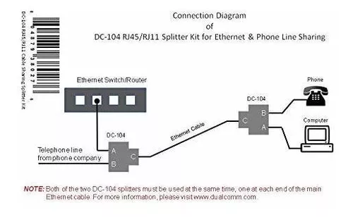 RJ45/RJ11 Splitter Cable Sharing Kit for Ethernet and Phone Lines – Dualcomm