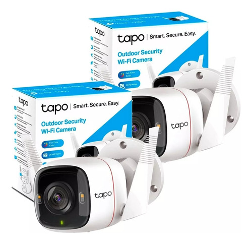 Kit 2 Cámara De Seguridad Wi-fi Tapo C320ws + 2microsd 32gb Blanco