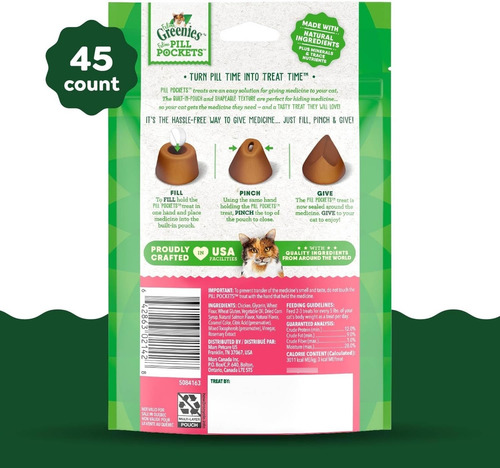 Feline Greenies Pill Pockets, 3 Bolsas De 45g Cada Una