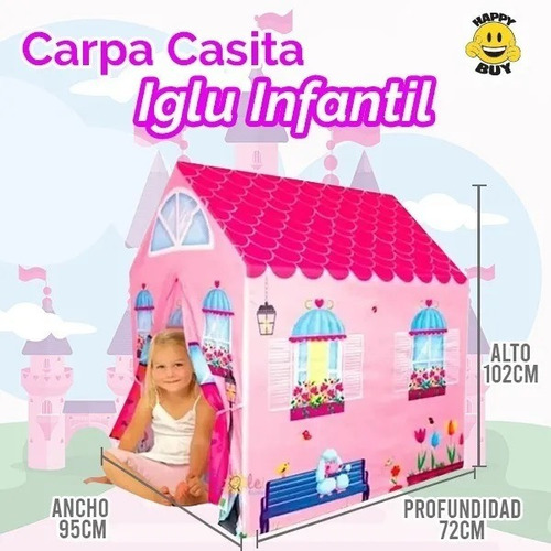 Imagen 2 de 5 de Carpa Casita Mi Pequeña Casa Juegos Nenas Exterior Interior