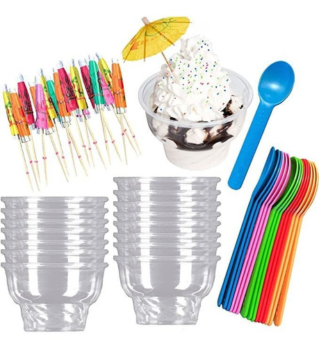 Ice Cream Sundae Kit - Claro De Plástico De 8 Onzas Postre P