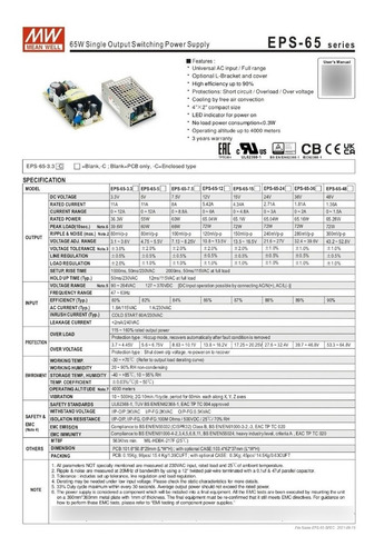 Fuente Conmutada Open Frame 65.1w 15v/4.34a Eps-65-15