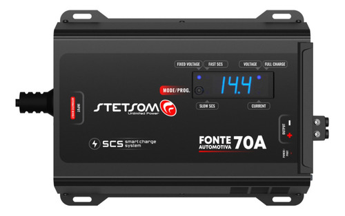 Fonte Automotiva Carregador Stetsom 70a Digital Bivolt Cor P Preto