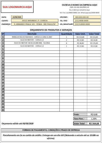 Planilha Folha De Orçamento Para Produtos E Serviços | MercadoLivre Planilha Folha De Orçamento Para Produtos E Serviços | MercadoLivre