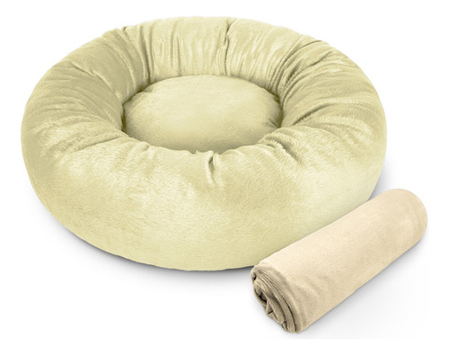 Kit Caminha P Cães E Gatos Luxo Macia E Manta Cobertor Cor Baunilha Com Doce De Leite Desenho Liso