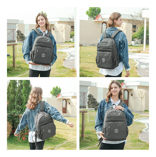 Mochila Portátil Mindesa Para Hombre Y Mujer, Mochila Escola Color D.grey Diseño De La Tela 18 Inches