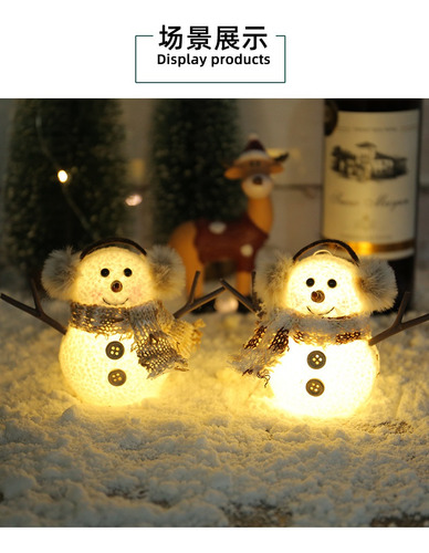 Christmas Light Up Snowman Ornament Plaid Stripe Scarf Doll