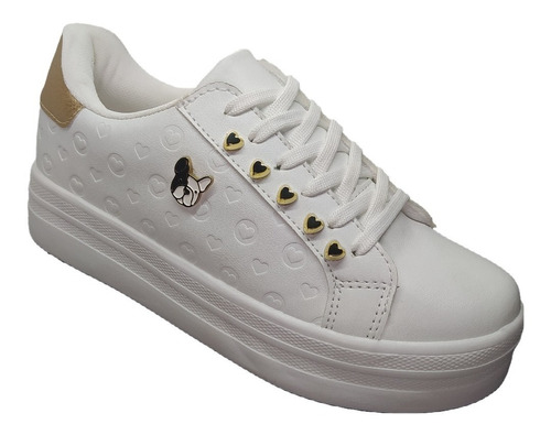 Tenis Plataforma Mujer Casual Moda Corazones Perrito 