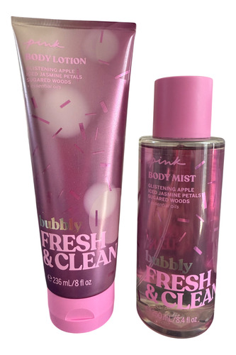 Set Victoria's Secret Pink Body Mist Y Lotion Bubbly Fresh And Clean