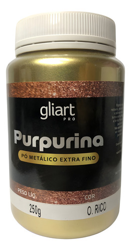 Purpurina Pó Metálico Ouro Rico Extra Fino Gliart 250g Cor Dourado Rico