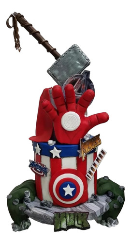 Torta Falsa Dos Pisos Avengers Hulk Thor Cap América Ironman