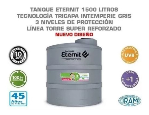 Tanque De Agua Eternit Torre Tricapa 1500 Litros Reforzado