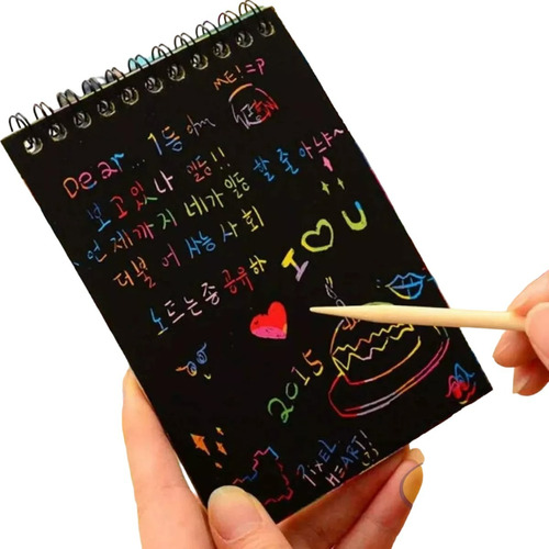 25 Pz Libreta Mágica Rainbow Scratch Note Kawaii Arcoiris