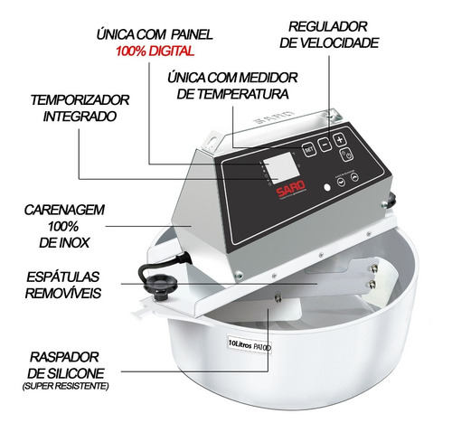 Imagem 3 de 5 de Maquina Inox Mexe Doce 10 L + Timer Frete Gratis