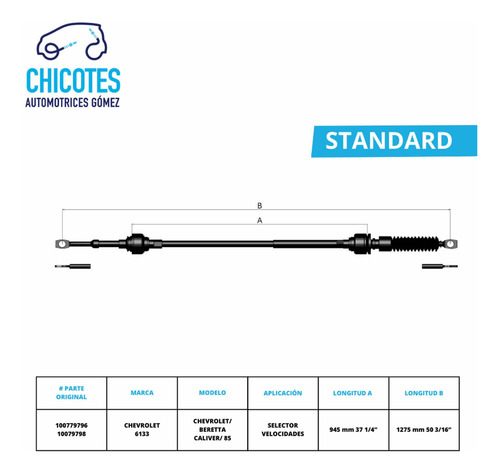 Chicote Selector De Velocidades Chevrolet Beretta Caliver 85