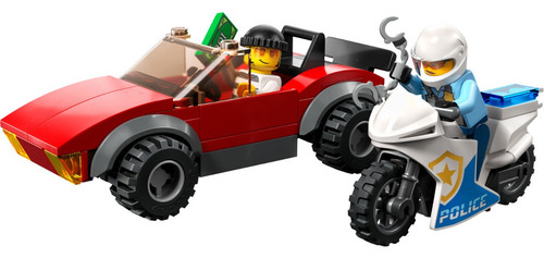 Kit City 60392 de persecución de coches de policía y motocicletas, 59 piezas Lego, número de piezas 59
