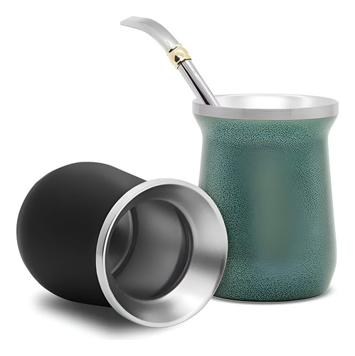 Mate Con Bombilla Acero Inoxidable Térmico Uruguayo Calidad Azul