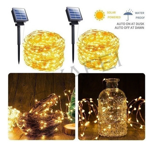 Cadena De Luces Solares, Decoración Navideña 4x10m 100leds