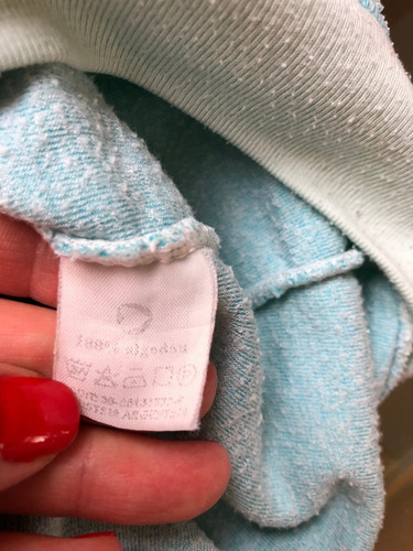 Campera Manga Corta Con Capucha Celeste Talle S 100% Algodon