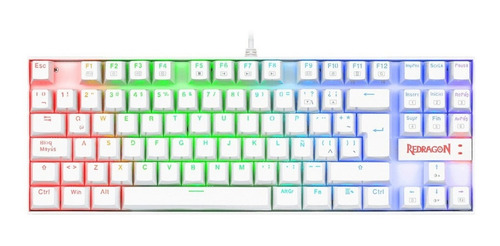 Teclado gamer Redragon Kumara K552 QWERTY Outemu Red español latinoamérica color blanco con luz RGB