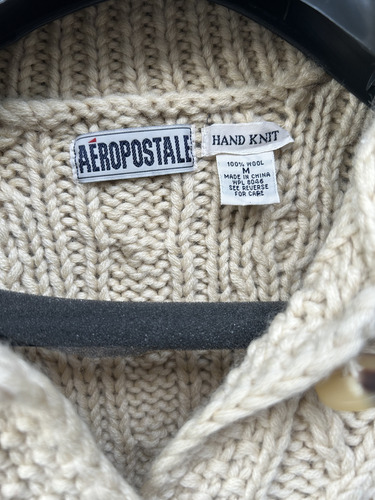 Sweater Aeropostale, 100% Lana, Tejido A Mano, Talle M (Usado)