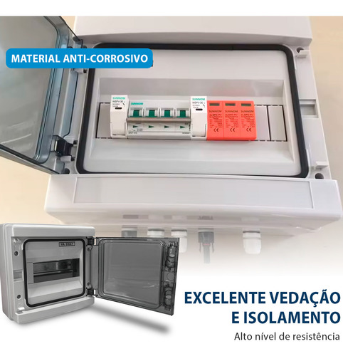 Quadro P/ Montagem Solar String Box 8 Polos Sobrepor 8 Disjuntor Interruptor Inversor Solar Caixa - Ip65 (8 Polos)