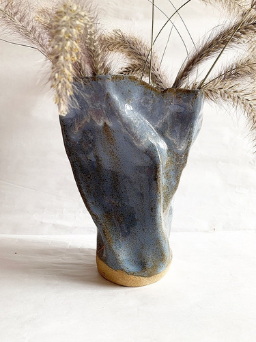 Florero Gres Azul Piedra