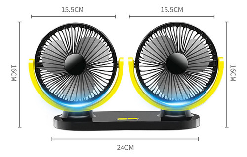 Ventilador De Cabeza Para Automóvil 24x16cm Amarillo Negro
