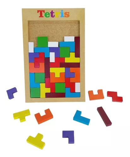 Brinquedo Educativo Quebra Cabeça de Madeira Tetris Blocos Russos