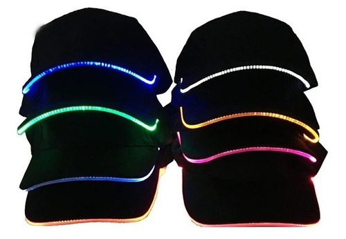 Gorro Con Visera Y Luz Neon Led - Cotillon Luminoso X 2 