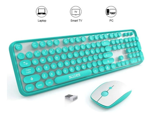 Kit de teclado e mouse gamer sem fio Sades V2020 Português Brasil de cor azul