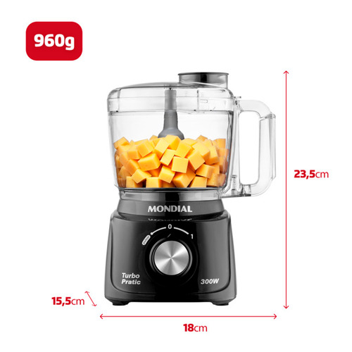 Mini Processador Mondial Turbo Pratic Mp-16-b Preto 220v