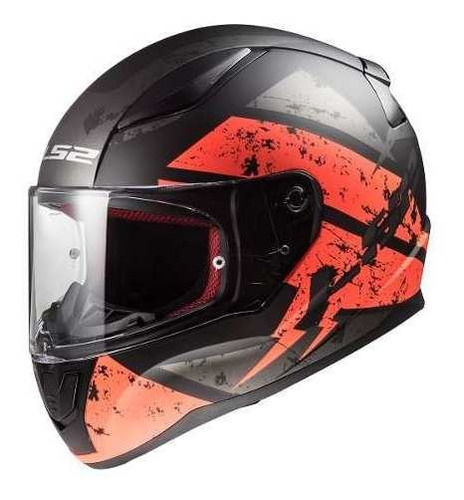 Casco Moto Integral Ls2 353 Rapid Deadbolt Negro Naranja Md!