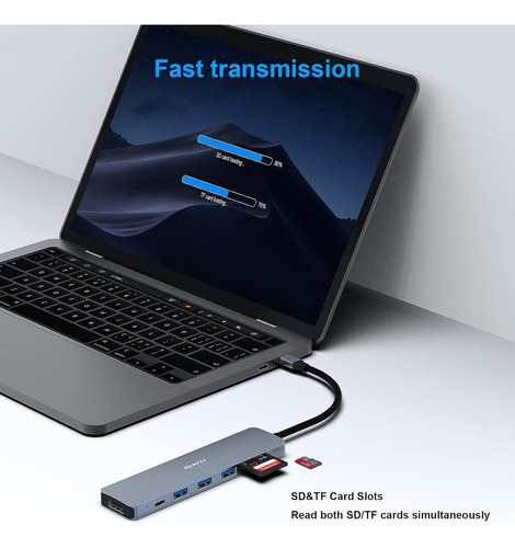 Adaptador Multiporta Benfei 7 Em 1 Usb C Com Cartão Hdmi, Sd