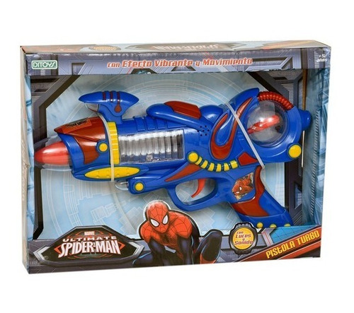 Pistola Turbo Spiderman Con Movimiento Luz Y Sonido Ditoys