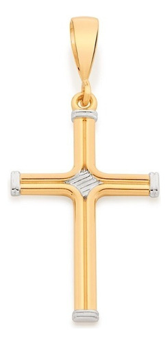 Pingente  De Banhado Ouro Rommanel Unissex Masculino Y Desenho Do Cruz Com 1.9cm De Diâmetro - 4.3cm De Comprimento X 4.3cm De Altura - Dourado/prateado Liso
