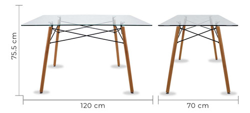 Comedor Cristal Rectangular Para 4 Personas Sillas Oslo Azul