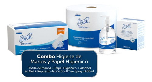 Imagen 1 de 9 de Combo Toalla Manos Z, P. Higiénico, Alcohol Gel, Rep. Jabón