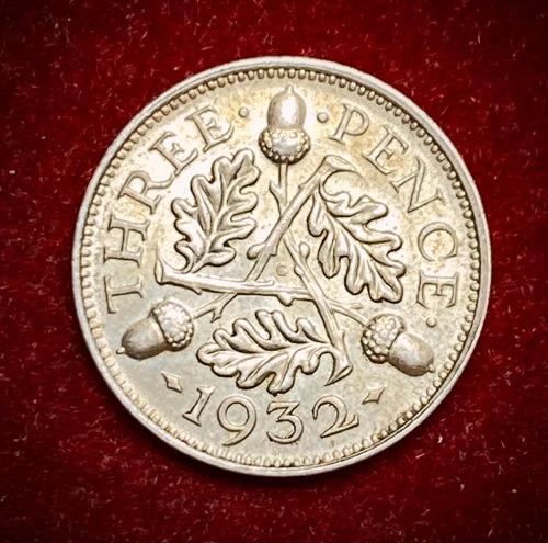 Moneda 3 Peniques Inglaterra 1932 Km 831 Jorge 5 Plata 0.500