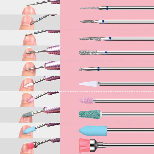 30 Piezas Juego De Brocas De Uñas De Cerámica Profesional
