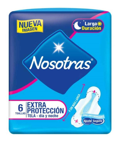 Toallas Nosotras Extra Protección Dia Y Noche 6 Und