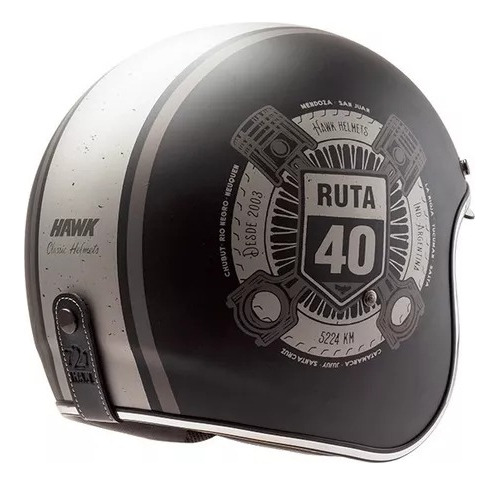 Casco 721 ruta 40 Negro Mate c/ grafica Bagattini Motos Pro