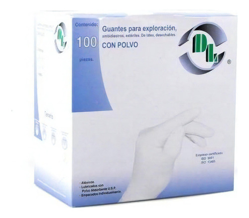 Guantes descartables estériles DL Exploración color blanco talle S de nitrilo con polvo x 100 unidades