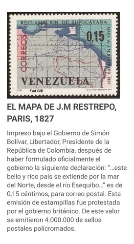 Imagen 2 de 3 de Estampilla Venezolana., Reclamación De Su Guayana Año 1965