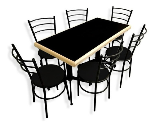 Comedor Mesa Restaurante Bar Cafetería Baratococina 6 Sillas Color Negro