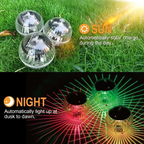 4pcs Rgb Mudança De Cor Flutuante Solar Piscina Luzes A