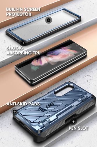 Funda Unicorn Beetle Pro Galaxy Z Fold 3 Doble Capa Azul Tilt Beetle Pro